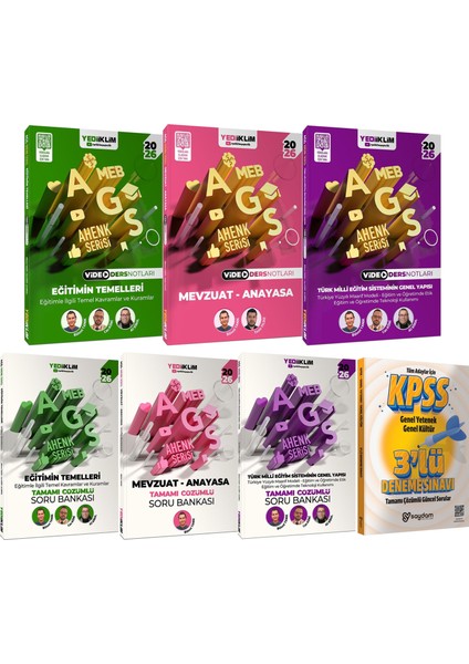 2026 Meb Ags Ahenk Serisi Tamamı Çözümlü Soru Bankası-Video Ders Notları(Eğitim,mevzuat,anayasa)