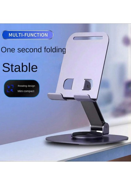 Teleskobik 360° Dönebilen Ayarlanabilir Katlanır Masaüstü Telefon & Tablet Standı Telefon Tutucu