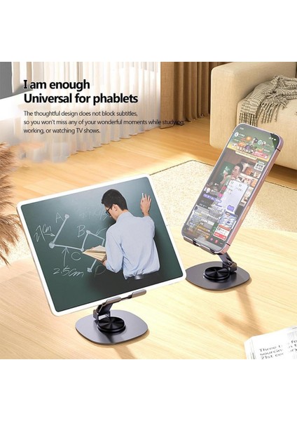 Teleskobik 360° Dönebilen Ayarlanabilir Katlanır Masaüstü Telefon & Tablet Standı Telefon Tutucu
