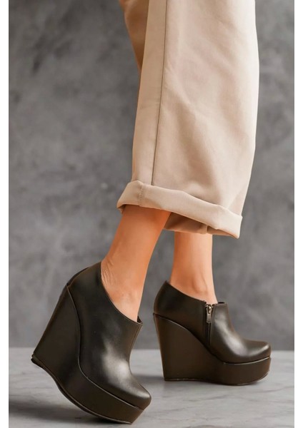 Stil Modern Kadın Dolgu Topuk Kısa Bot Abaco Özel Tasarım Gündüz Gece Abiye Ayakkabı