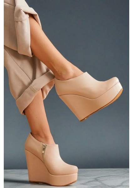 Stil Modern Kadın Dolgu Topuk Kısa Bot Abaco Özel Tasarım Gündüz Gece Abiye Ayakkabı