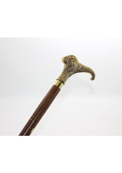Pirinç Aslan Büstü Baston