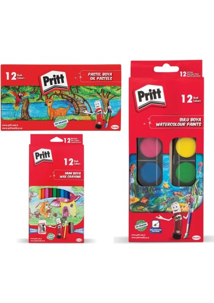 Aydos 12 Renk Boya Seti (Pastel + Mum + Sulu Boya)