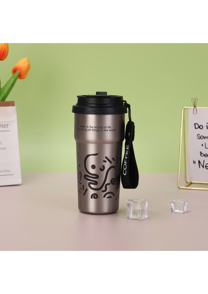 Yalıtımlı Kupa Kahve Kupa Açık Çift Içme Pipetli Kupa (Yurt Dışından)