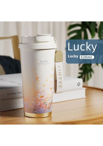 Yaz Bahçesi Serisi Kahve Kupa Yalıtımlı Kupa Çift Içecek Araba Taşıma Büyük Kapasiteli Kupa (Yurt Dışından)