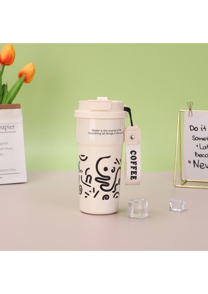 Yalıtımlı Kupa Kahve Kupa Açık Çift Içme Pipetli Kupa (Yurt Dışından)