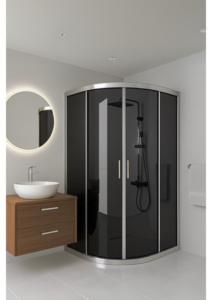 Duşakabin Füme Temper Cam Elegant Seri Oval Krom Profil - Yükseklik: 190 cm fiyatları