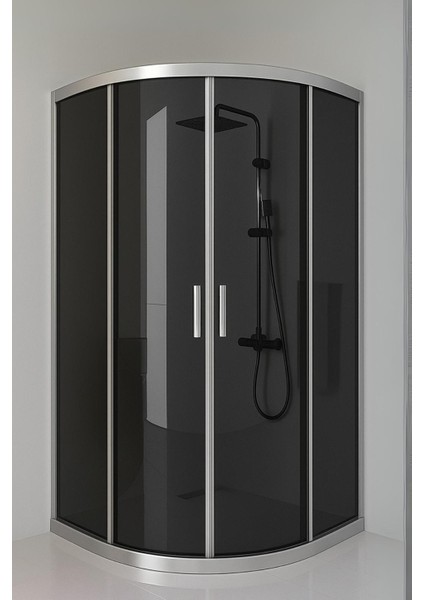 Duşakabin Füme Temper Cam Elegant Seri Oval Krom Profil - Yükseklik: 190 cm modelleri