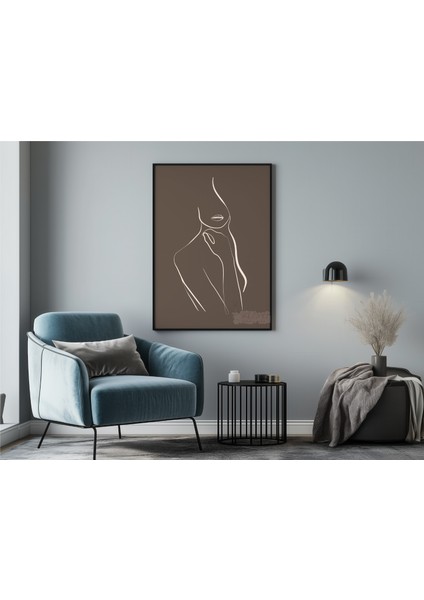 Metal Çerçeveli Gerçek Camlı Tablo , Dijital Baskı, Line Art Soyut Kadın Figürü , Çizgi Sanatı Tablo indirimleri