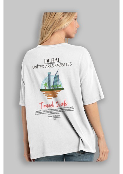 Dubai United Arab Emirates Arka Baskılı Oversize T-Shirt Erkek Kadın Pamuk Bisiklet Yaka Tişort modelleri