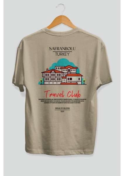 Safranbolu Turkey Arka Baskılı Oversize T-Shirt Erkek Kadın Pamuk Bisiklet Yaka Tişort fiyatları