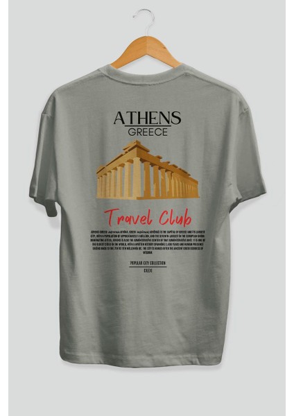 Athens Greece Arka Baskılı Oversize T-Shirt Erkek Kadın Pamuk Bisiklet Yaka Tişort fiyatları