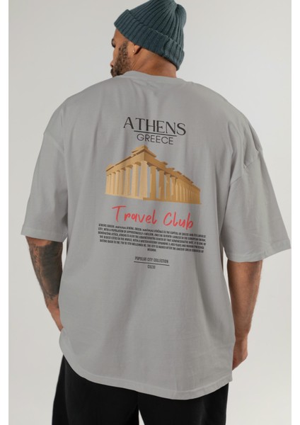 Athens Greece Arka Baskılı Oversize T-Shirt Erkek Kadın Pamuk Bisiklet Yaka Tişort indirimleri