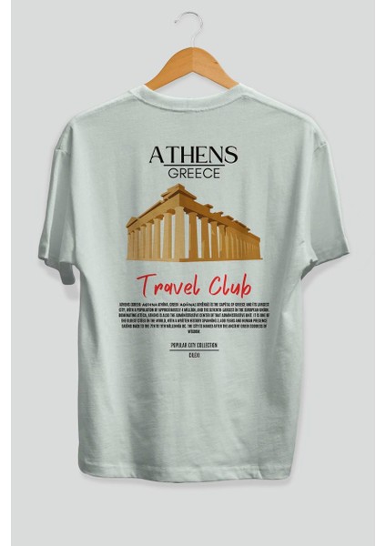 Athens Greece Arka Baskılı Oversize T-Shirt Erkek Kadın Pamuk Bisiklet Yaka Tişort fiyatları