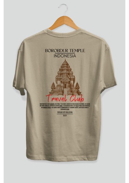 Borobdur Temple Indonesia Arka Baskılı Oversize T-Shirt Erkek Kadın Pamuk Bisiklet Yaka Tişort fiyatları