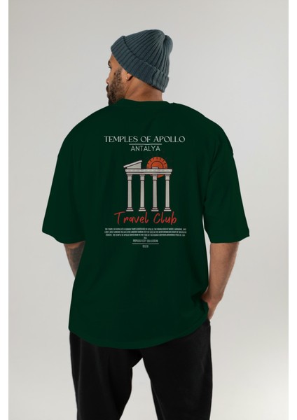 Temples Of Apollo Antalya Arka Baskılı Oversize T-Shirt Erkek Kadın Pamuk Bisiklet Yaka Tişort indirimleri