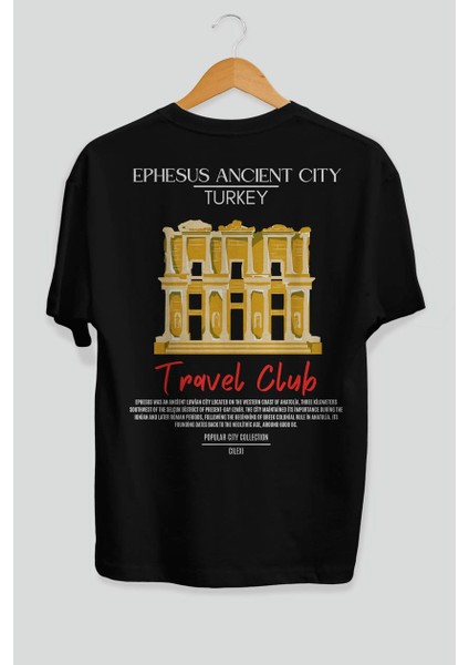 Ephesus Ancient City Turkey Arka Baskılı Oversize T-Shirt Erkek Kadın Pamuk Bisiklet Yaka Tişort fiyatları