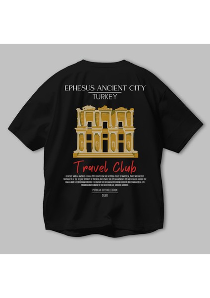 Ephesus Ancient City Turkey Arka Baskılı Oversize T-Shirt Erkek Kadın Pamuk Bisiklet Yaka Tişort modelleri