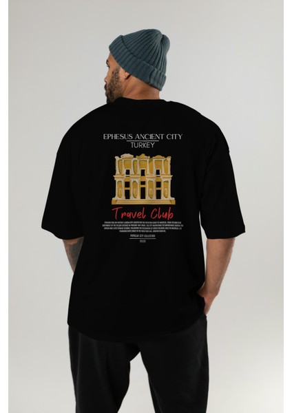 Ephesus Ancient City Turkey Arka Baskılı Oversize T-Shirt Erkek Kadın Pamuk Bisiklet Yaka Tişort indirimleri