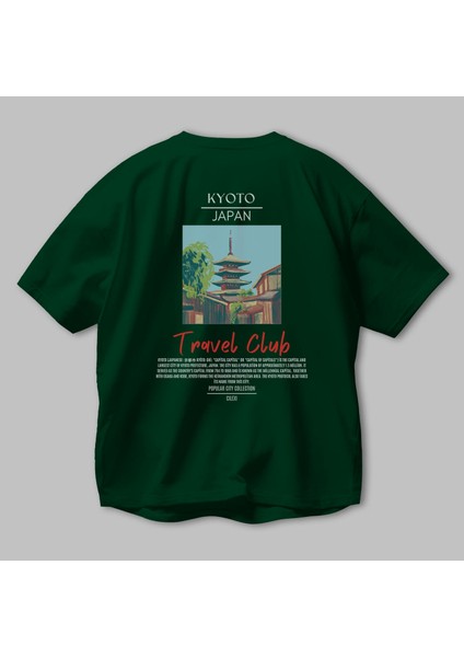Kyoto Japan Arka Baskılı Oversize T-Shirt Erkek Kadın Pamuk Bisiklet Yaka Tişort modelleri