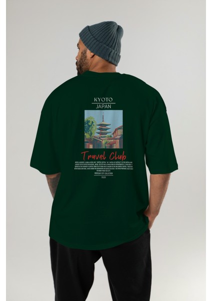 Kyoto Japan Arka Baskılı Oversize T-Shirt Erkek Kadın Pamuk Bisiklet Yaka Tişort indirimleri