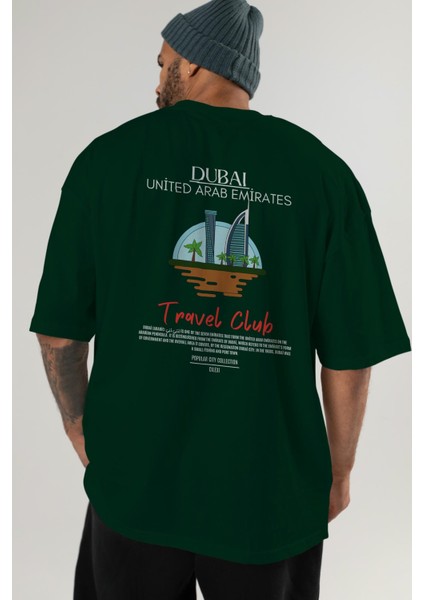 Dubai United Arab Emirates Arka Baskılı Oversize T-Shirt Erkek Kadın Pamuk Bisiklet Yaka Tişort