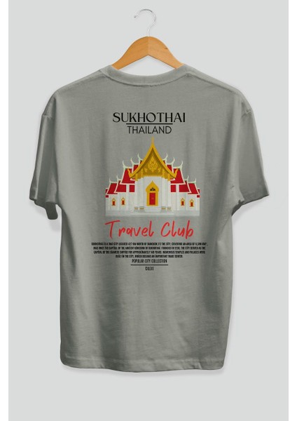 Sukhothai Thailand Arka Baskılı Oversize T-Shirt Erkek Kadın Pamuk Bisiklet Yaka Tişort fiyatları