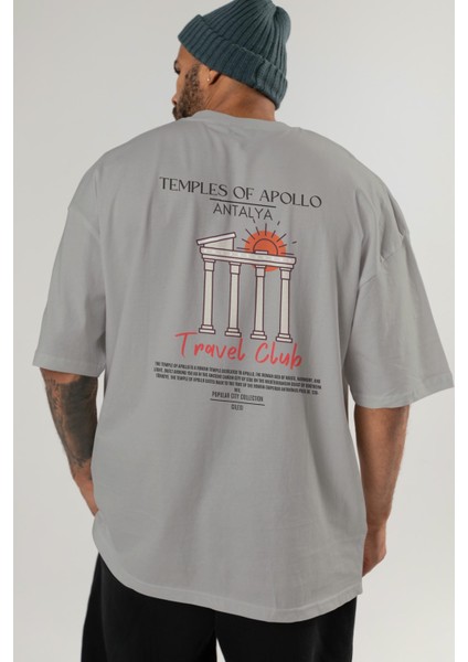 Temples Of Apollo Antalya Arka Baskılı Oversize T-Shirt Erkek Kadın Pamuk Bisiklet Yaka Tişort indirimleri
