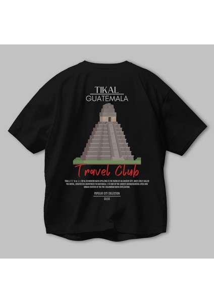 Tikal Guatemala Arka Baskılı Oversize T-Shirt Erkek Kadın Pamuk Bisiklet Yaka Tişort modelleri