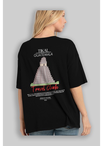 Tikal Guatemala Arka Baskılı Oversize T-Shirt Erkek Kadın Pamuk Bisiklet Yaka Tişort fırsatları