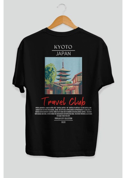 Kyoto Japan Arka Baskılı Oversize T-Shirt Erkek Kadın Pamuk Bisiklet Yaka Tişort fiyatları