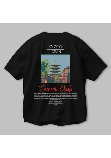 Kyoto Japan Arka Baskılı Oversize T-Shirt Erkek Kadın Pamuk Bisiklet Yaka Tişort modelleri