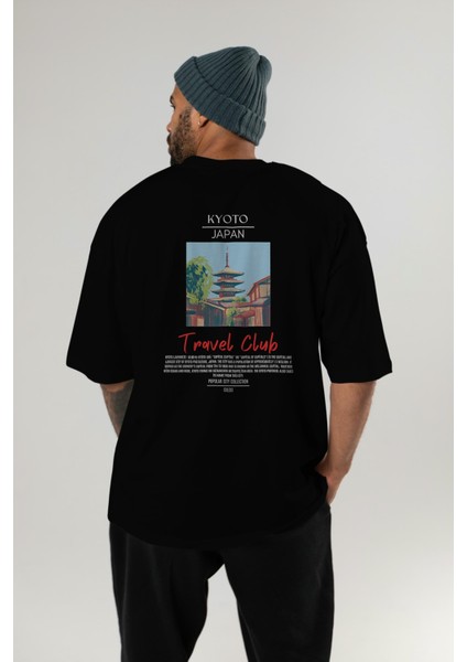 Kyoto Japan Arka Baskılı Oversize T-Shirt Erkek Kadın Pamuk Bisiklet Yaka Tişort indirimleri