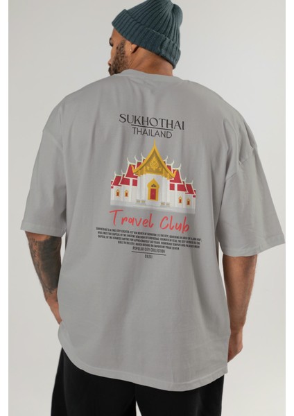Sukhothai Thailand Arka Baskılı Oversize T-Shirt Erkek Kadın Pamuk Bisiklet Yaka Tişort indirimleri