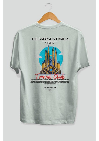 The Sagrada Familia Spain Arka Baskılı Oversize T-Shirt Erkek Kadın Pamuk Bisiklet Yaka Tişort fiyatları