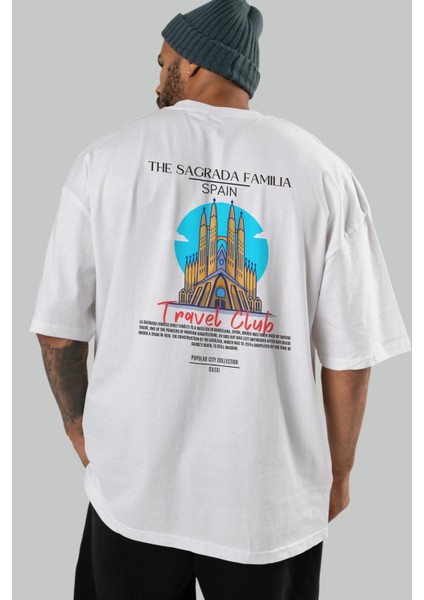 The Sagrada Familia Spain Arka Baskılı Oversize T-Shirt Erkek Kadın Pamuk Bisiklet Yaka Tişort indirimleri