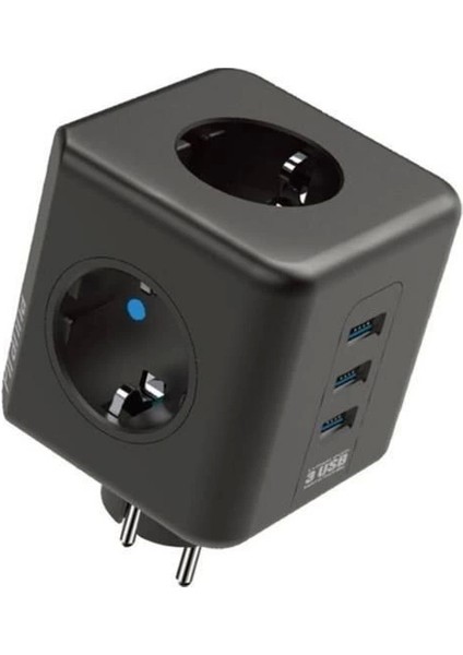 Isıya Dayanıklı Termal Akım Korumalı ve Çocuk Korumalı 3 Priz Girişli 3 USB Girişli Küp Priz fiyatları