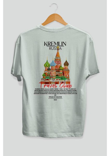 Kremlin Russia Arka Baskılı Oversize T-Shirt Erkek Kadın Pamuk Bisiklet Yaka Tişort fiyatları