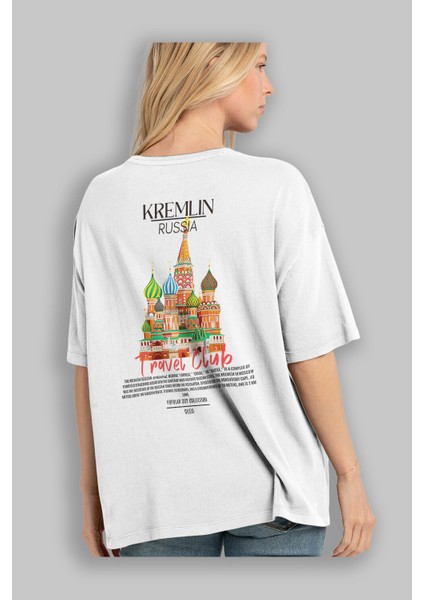 Kremlin Russia Arka Baskılı Oversize T-Shirt Erkek Kadın Pamuk Bisiklet Yaka Tişort modelleri