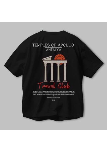 Temples Of Apollo Antalya Arka Baskılı Oversize T-Shirt Erkek Kadın Pamuk Bisiklet Yaka Tişort modelleri