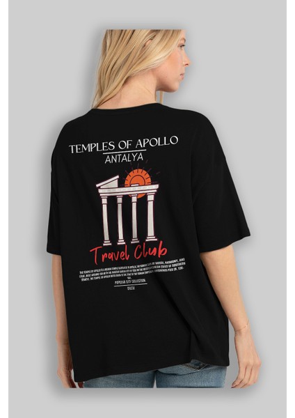 Temples Of Apollo Antalya Arka Baskılı Oversize T-Shirt Erkek Kadın Pamuk Bisiklet Yaka Tişort fırsatları