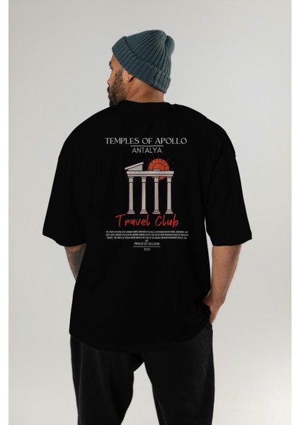 Temples Of Apollo Antalya Arka Baskılı Oversize T-Shirt Erkek Kadın Pamuk Bisiklet Yaka Tişort indirimleri