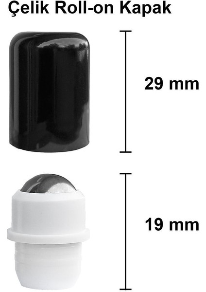 10 ml Amber Çelik Roll On Şişe, Siyah Kapak, Kahverengi Cam, 2'li Set modelleri