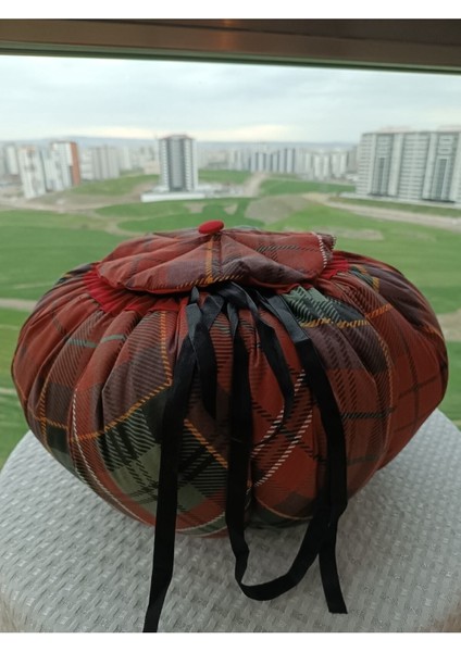 Ekose Desenli Kırmızı Yoğurt ve Hamur Mayalama Tulumu Örtüsü Minderi