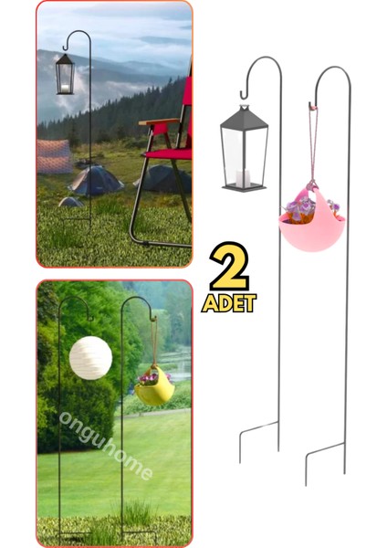 Metal Çubuk Çok Amaçlı Bahçe Kancası Dekor Çoban Kancası Bitki Bahçe Askısı Fener Çiçek Kancası