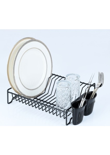 Paslanmaz Metal Bulaşıklık Kurutmalık Mutfak Saklama ve Düzenleme Siyah fırsatları