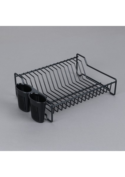 Paslanmaz Metal Bulaşıklık Kurutmalık Mutfak Saklama ve Düzenleme Siyah