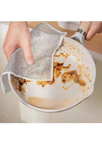 3 Adet Çift Katlı Inox Bez Telli Bulaşık Bezi, Zor Kir Bezi, Mutfak Banyo Bezi