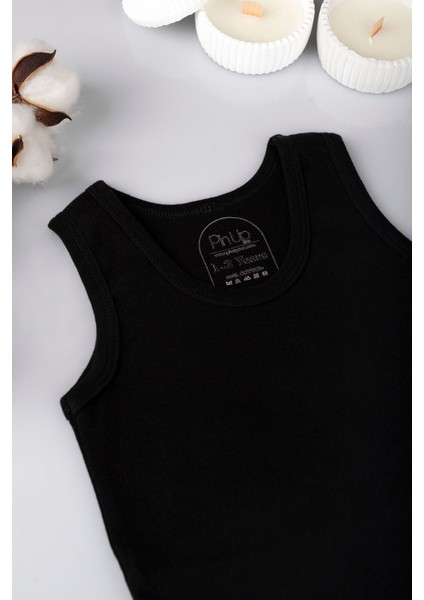 3'lü %100 Pamuk Beyaz Siyah Gri Ribana Çocuk Atlet fiyatları