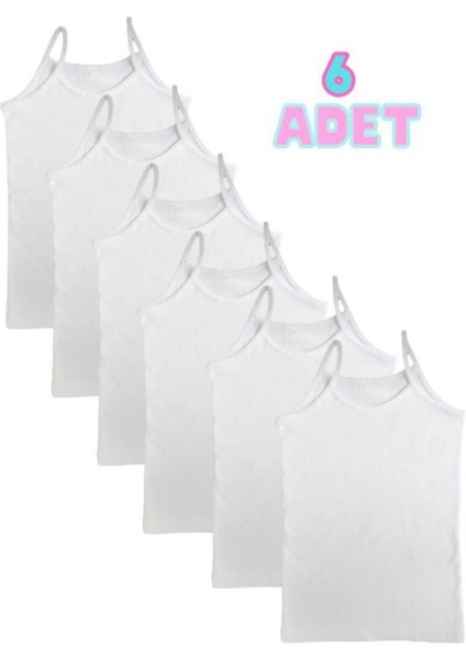 6'lı Kız Çocuk Ip Askılı Penye Atlet